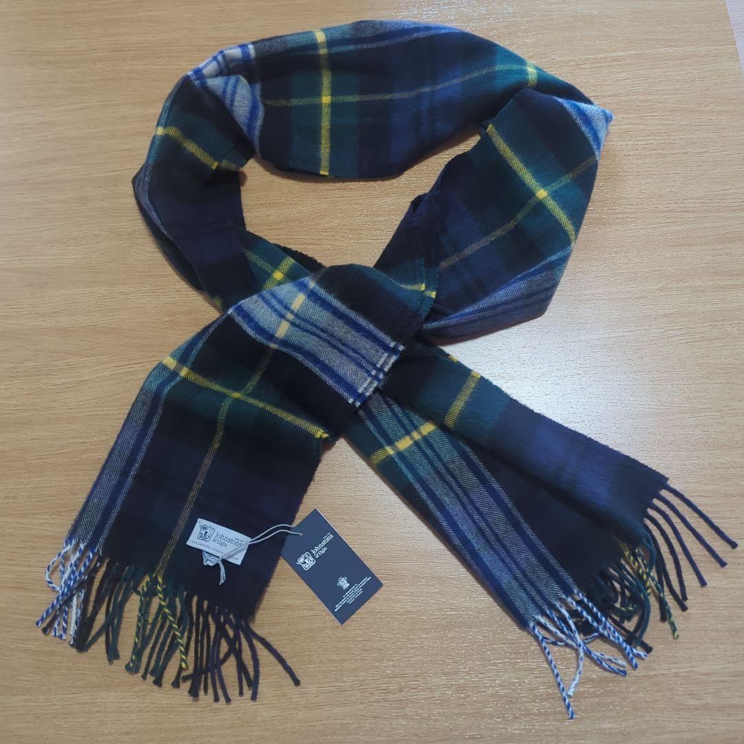JOHNSTONS 中判チェックストール.マフラー、カシミヤ