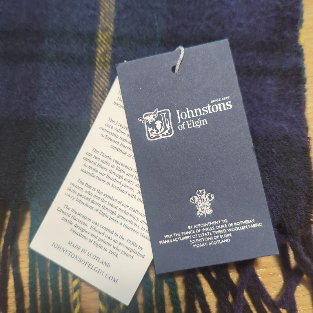 JOHNSTONS 中判チェックストール.マフラー、カシミヤ