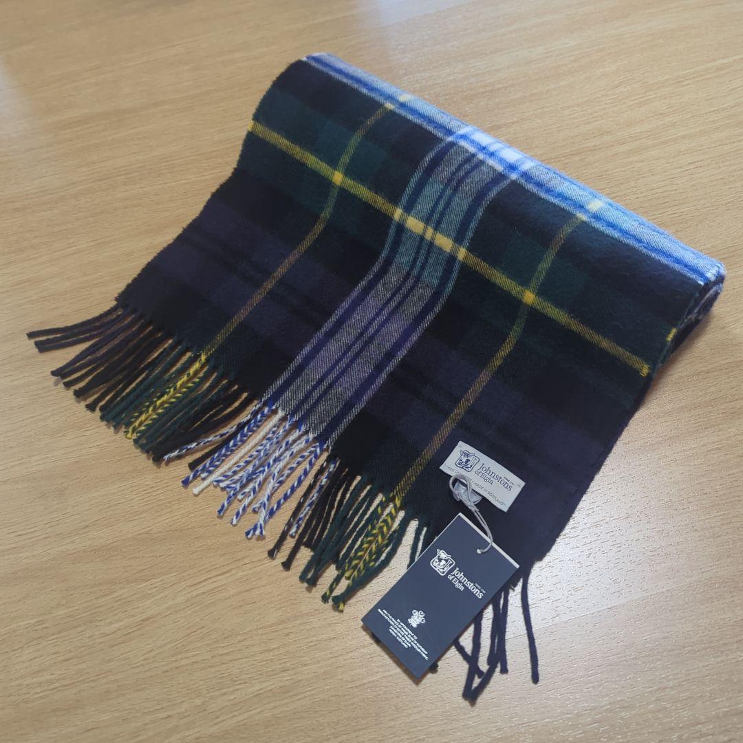 JOHNSTONS 中判チェックストール.マフラー、カシミヤ