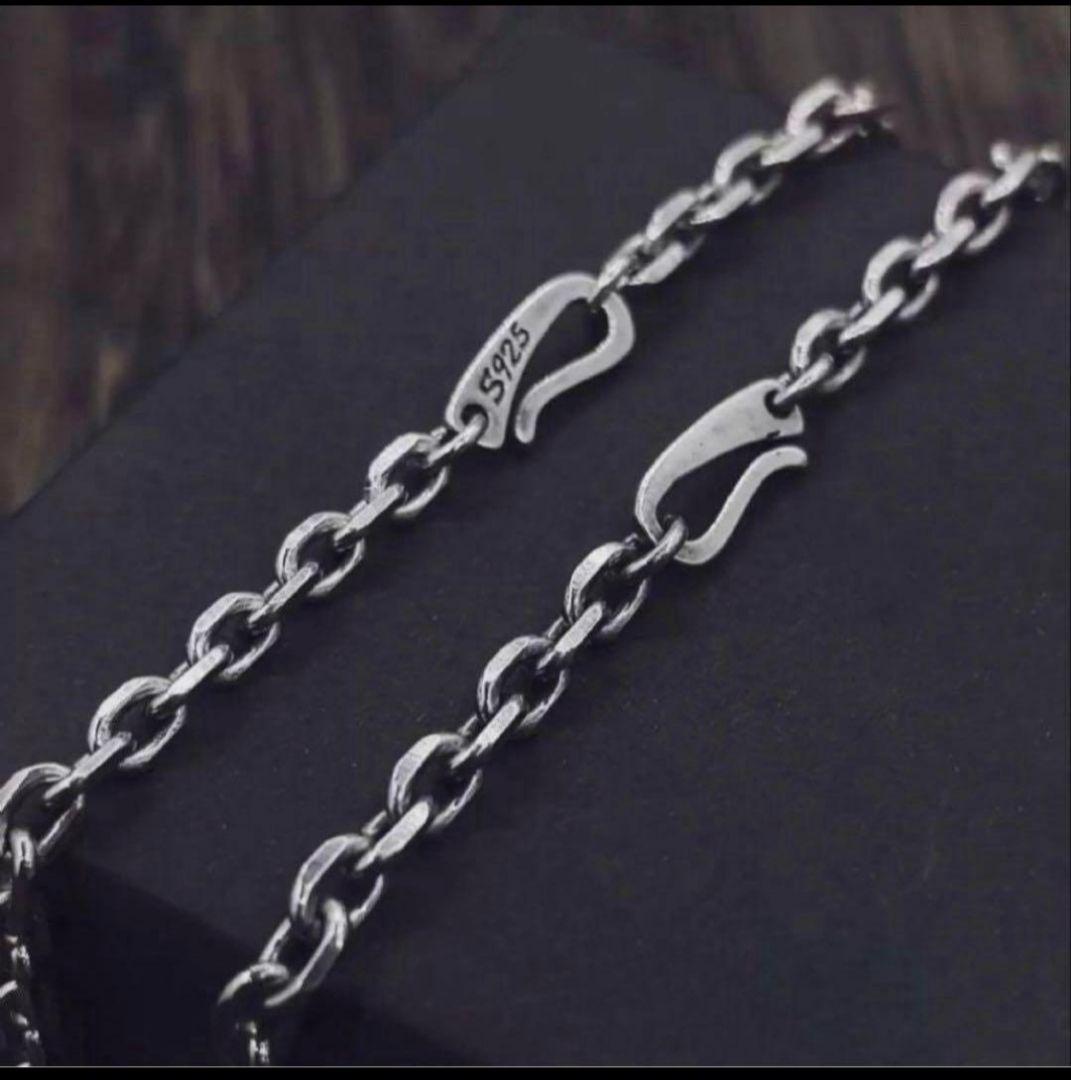 ☆新品☆ シルバーs925ネックレス 燻しアズキチェーン　4mm×50cm