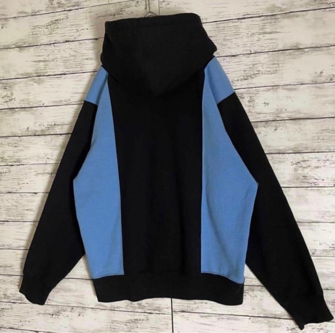 【即完売モデル】 シュプリーム センターロゴ 刺繍 パーカー バイカラー