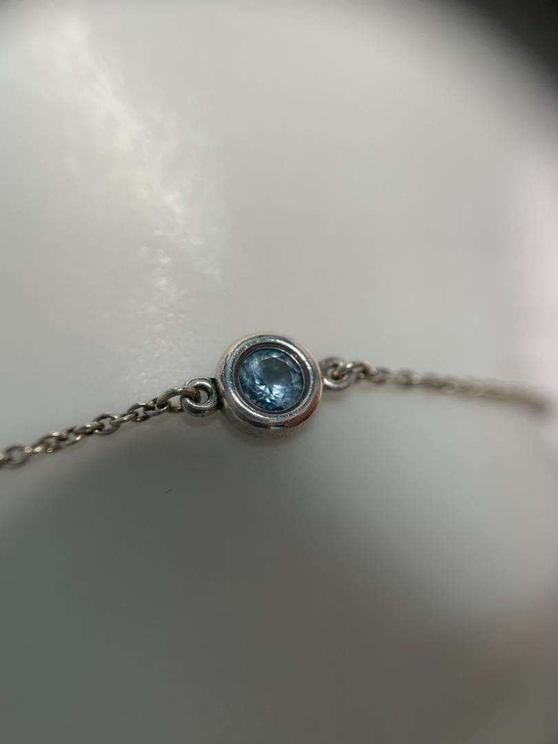【美品】ティファニー カラーバイザヤード アクアマリン ブレスレット シルバー