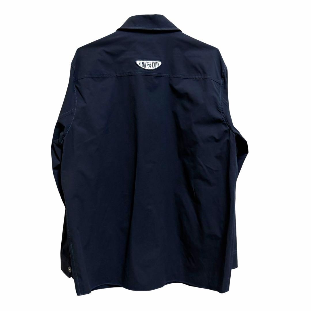 は*ん様 新品シナコバ シャツブルゾン Lサイズ ダークネイビー ワッペンデコレ