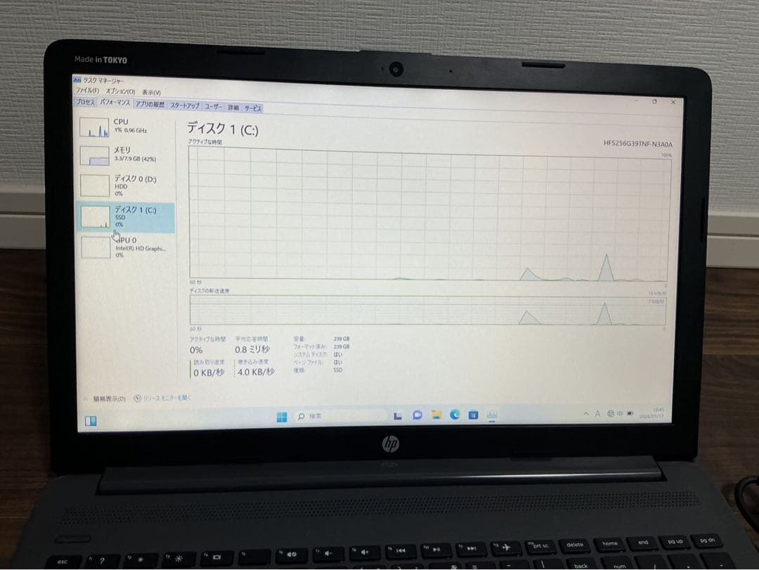 HP 250 G7 Notebook PC(SSD換装済)