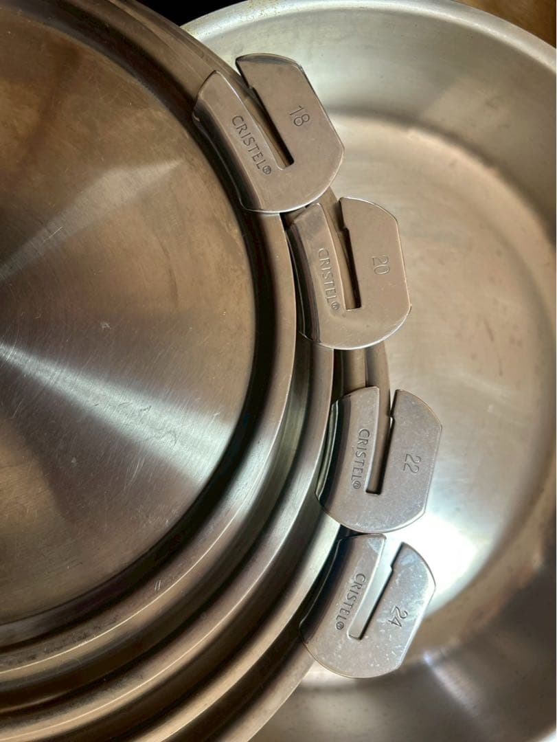 【美品/中古品】CRISTELステンレス鍋24cm&フライパン