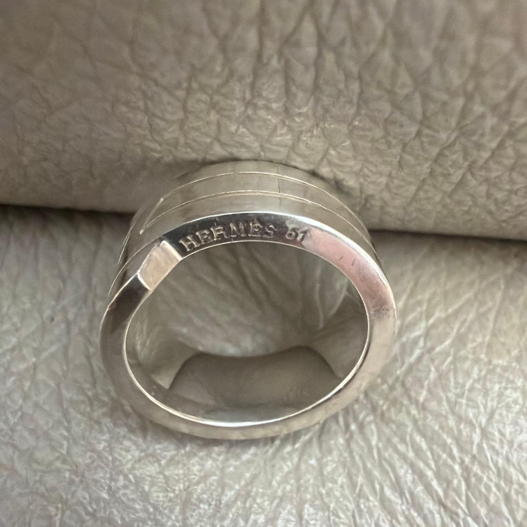 HERMES シルバー ストライプリング