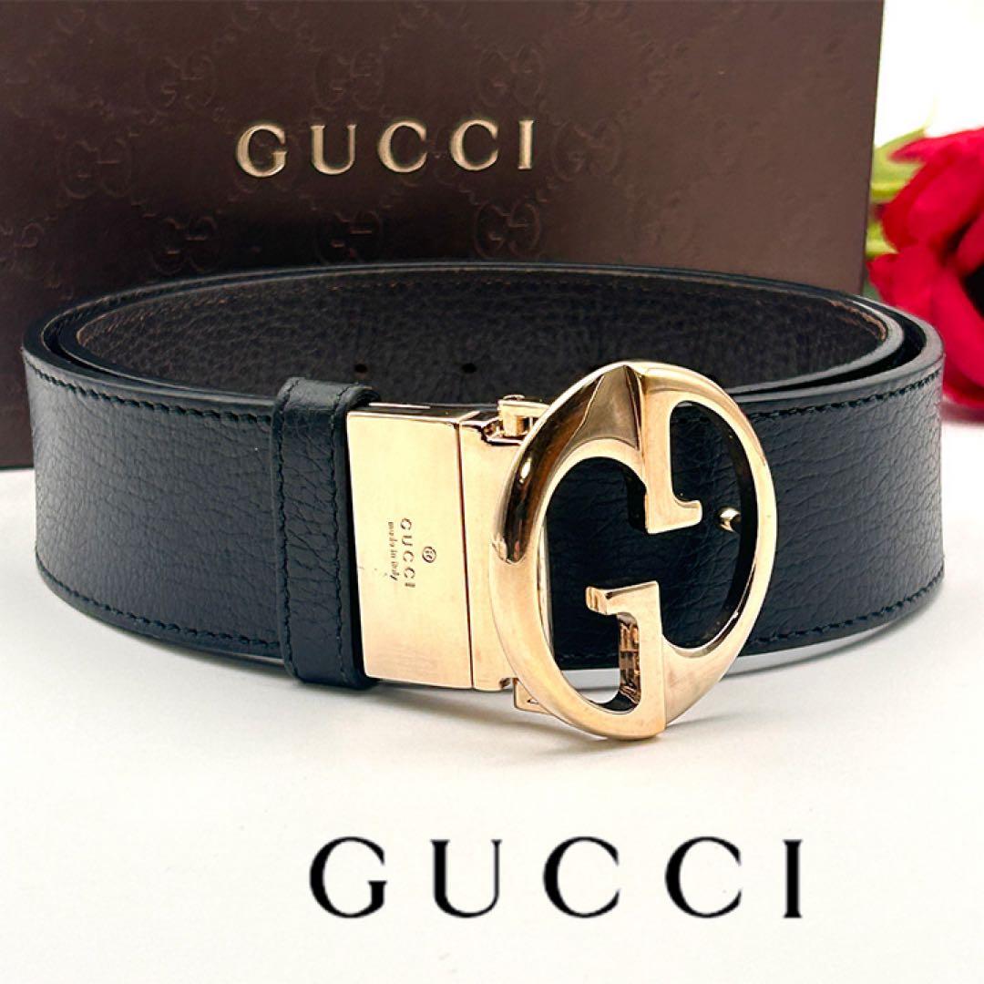 美品✨ GUCCI グッチ ベルト GGロゴ バックル リバーシブル レザー