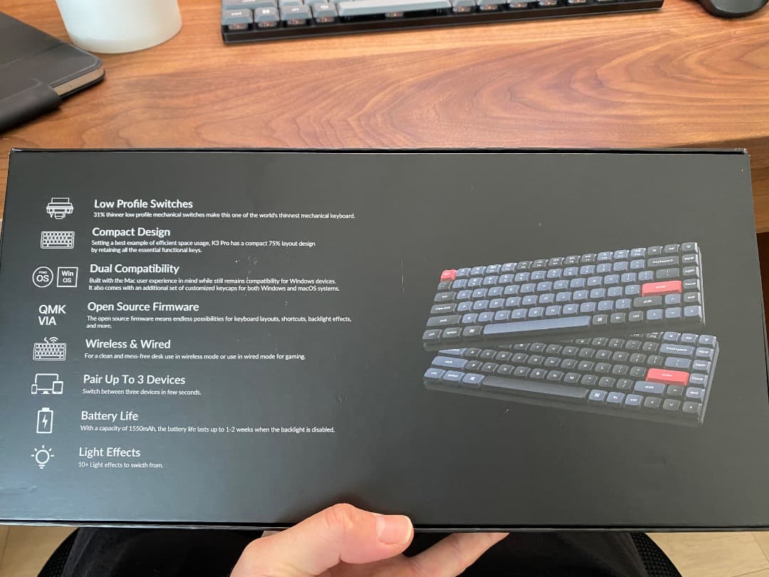 Keychron K3 Pro QMK/VIA US配列 白LED 茶軸