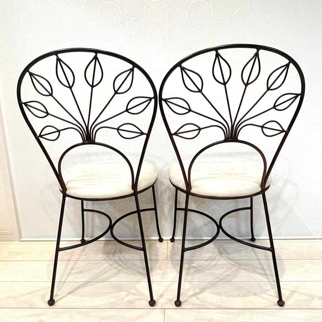 【希少】オリバー アイアンチェア 2脚セット カフェ風 ガーデンチェア 北欧