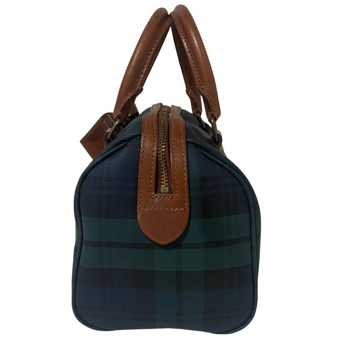 【極美品】Polo Ralph Lauren ミニボストン チェック柄 レザー