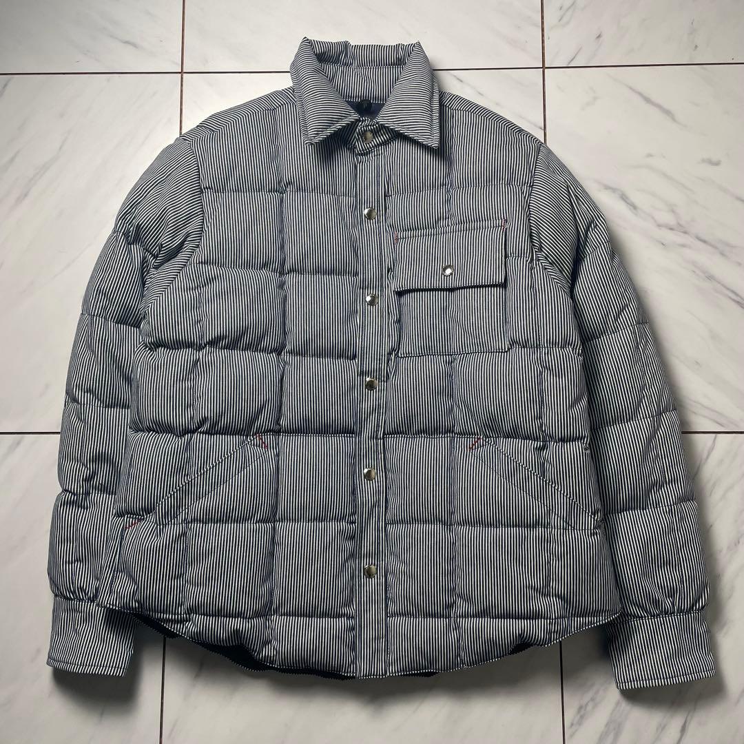 クレセントダウンワークス ボーイズマーケット別注 ダウンシャツ 紺白 L