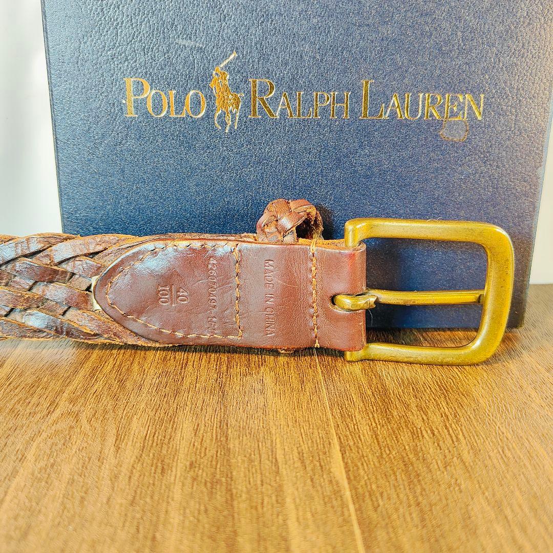 【極厚編込み】ポロラルフローレン　高級イントレチャートドレスベルト　本革　正規品