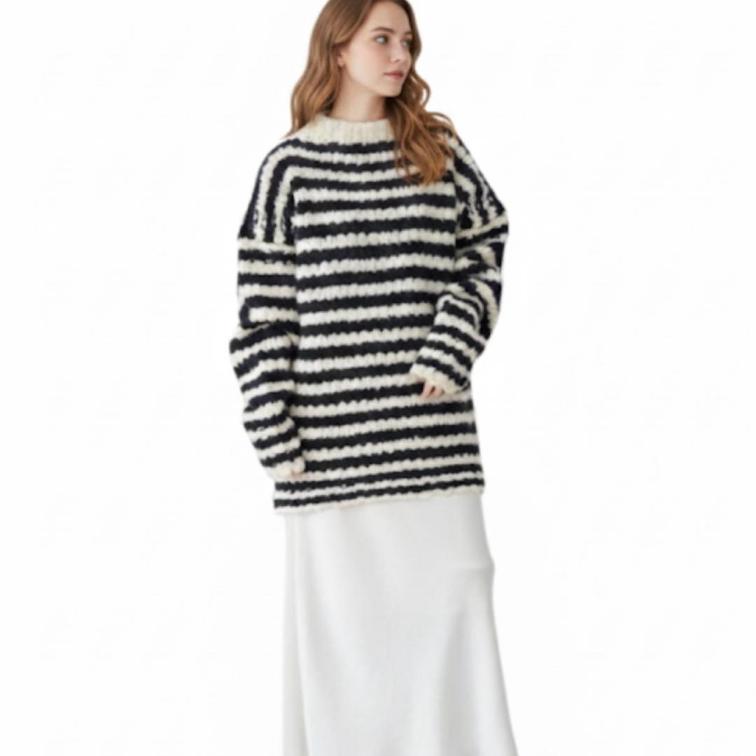 IENA BLACK ハイネックボーダーニット 2024AW