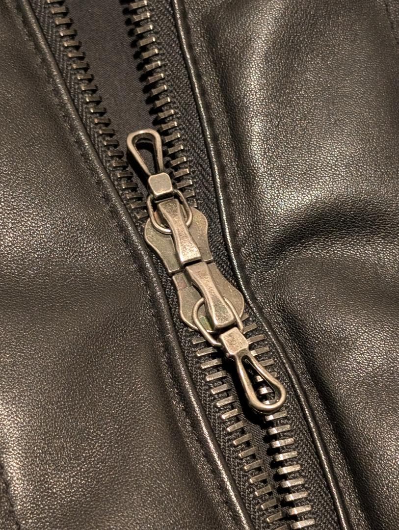 SHELLAC シェラック ラムレザー ダウンジャケット 48 ブラック 羊革