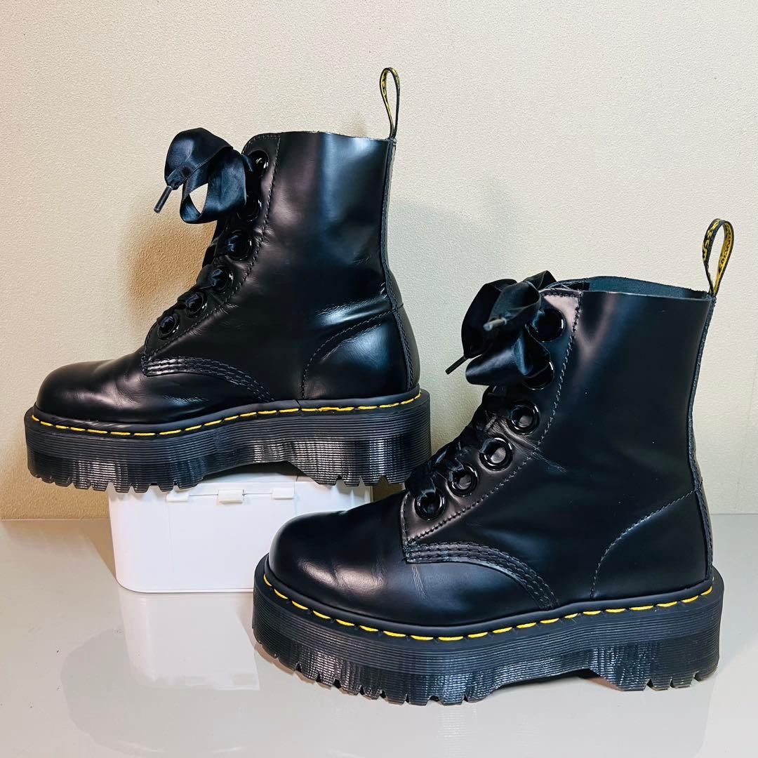 【美品】ドクターマーチン MOLLY 6ホール ブーツ UK4 ブラック 厚底