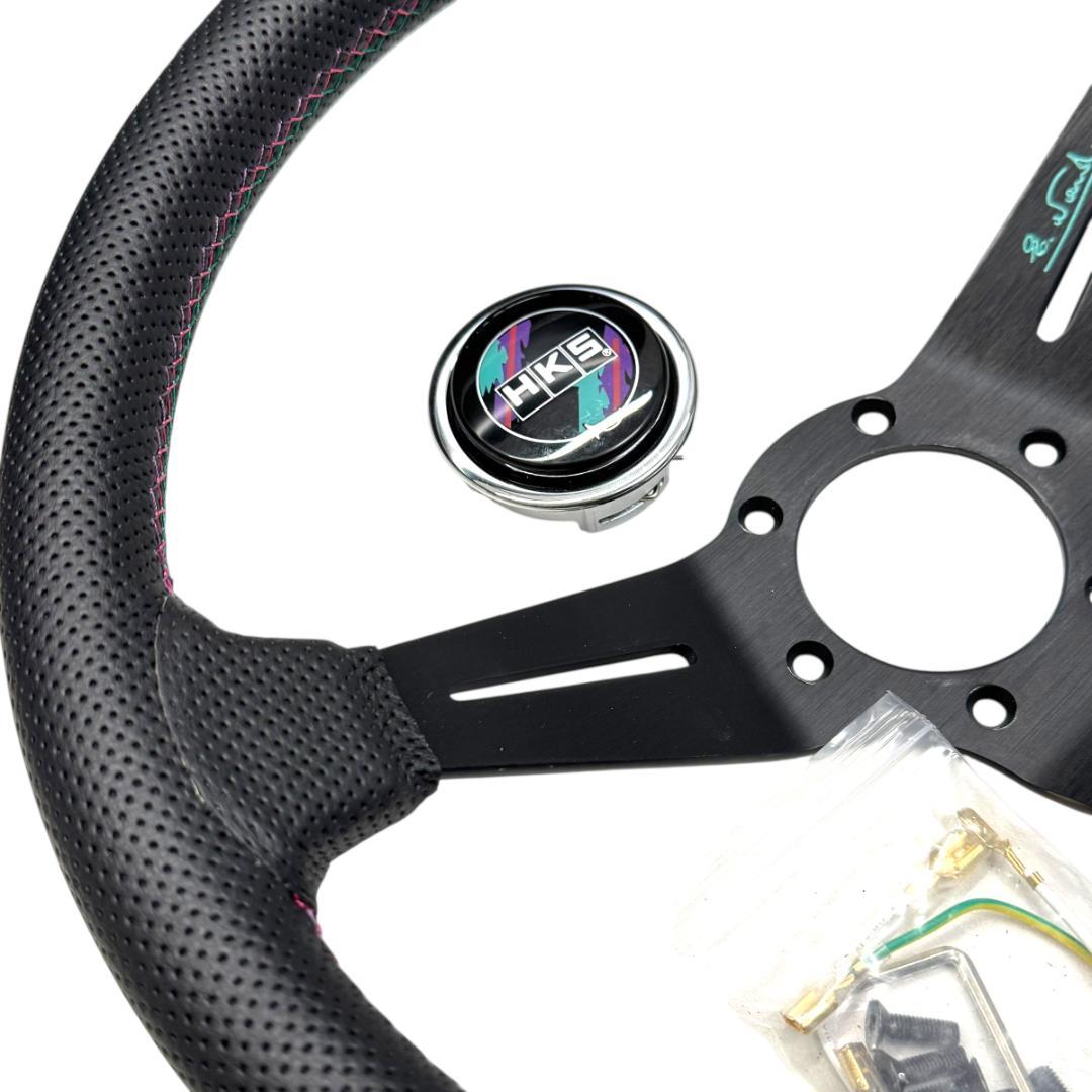 NARDI x HKS スタイル ディープ コーン レザー ステアリング