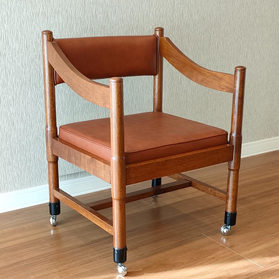 〈美品〉ヴィンテージ　アームチェア　キャスター付き　ダイニング