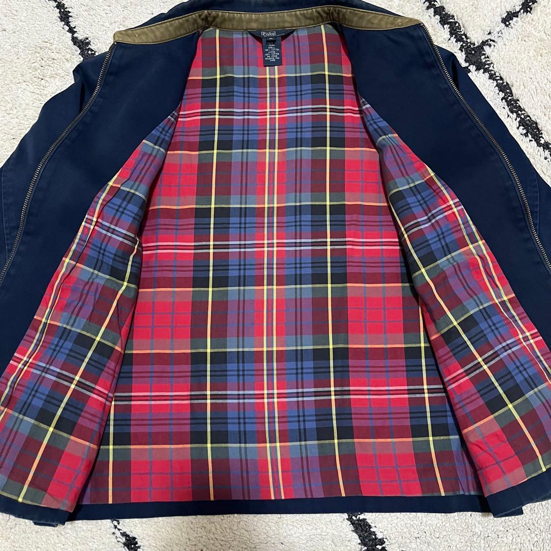 90s~00s EU規格 ラルフローレン スイングトップ 裏地チェック ネイビー