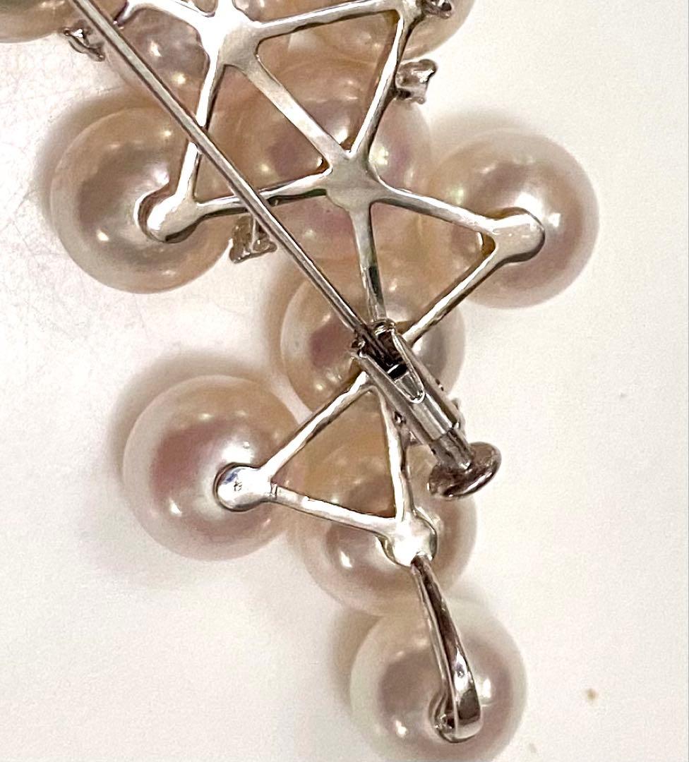 あこや本真珠メレダイヤ入りブローチ美品