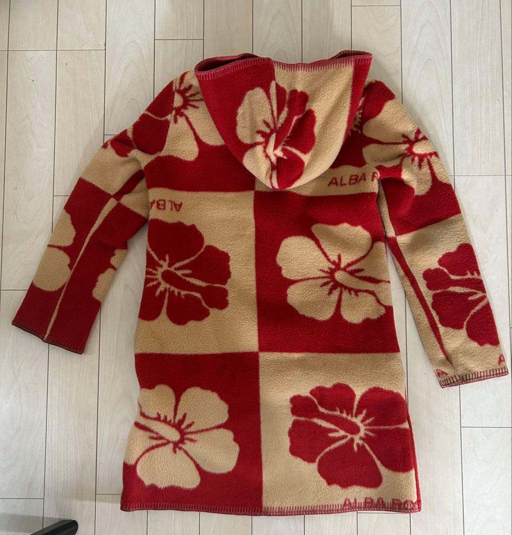 アルバローザ ALBAROSA 升目コート 赤ミドル丈