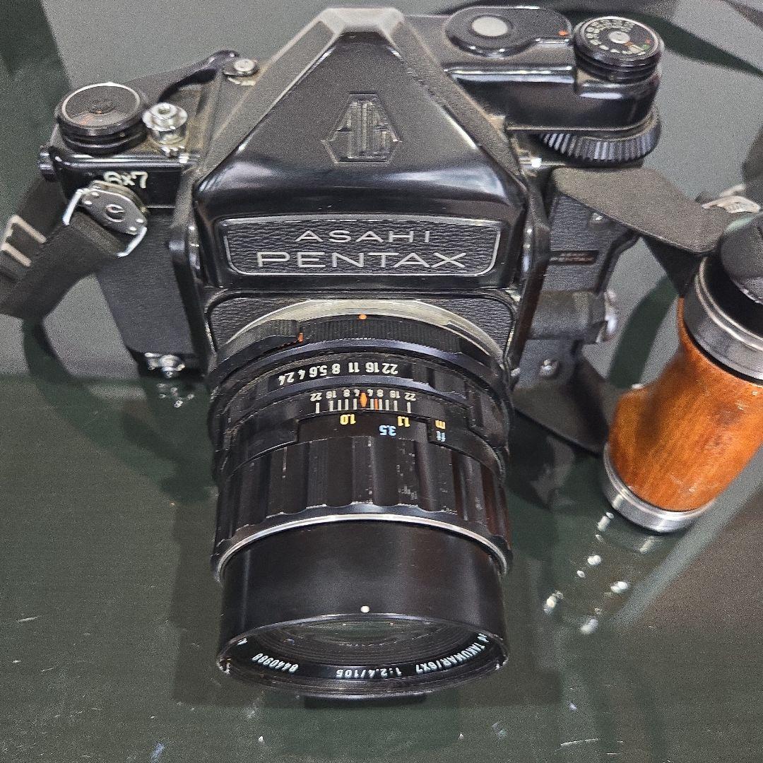 Pentax 6×7 TTL 105mm F2.4 ウッドグリップ付き
