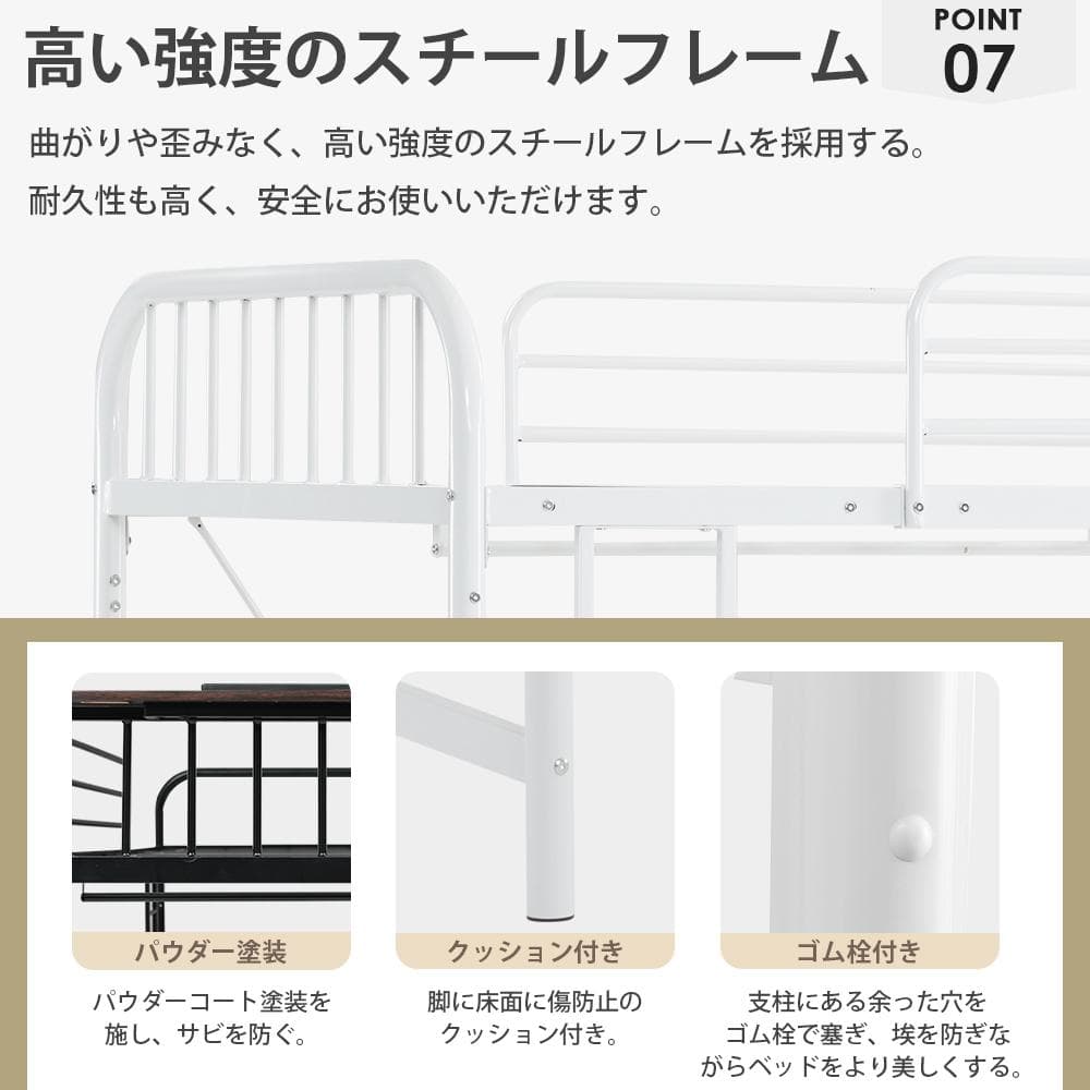 超人気！システムベット ロフトベッド シングル コンセント付き北欧風 Black