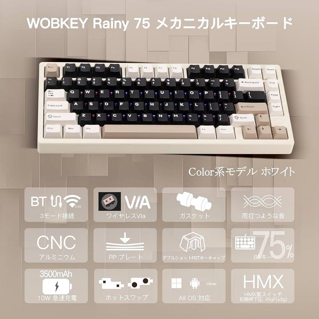【美品】RAINY75 Color系モデル ホワイト ゲーミングキーボード本体