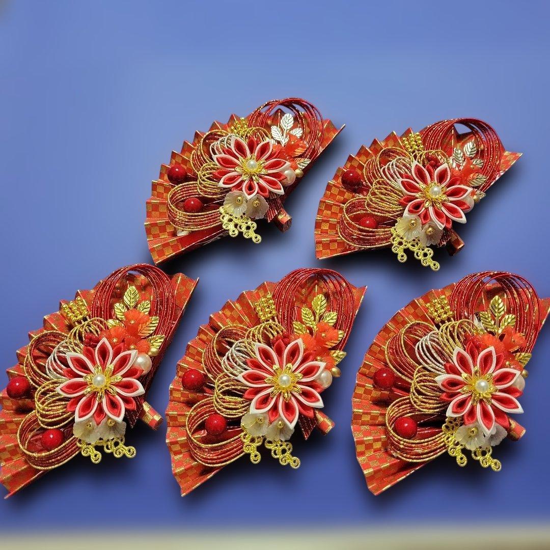 えり《水引素材》友禅和紙使用扇子