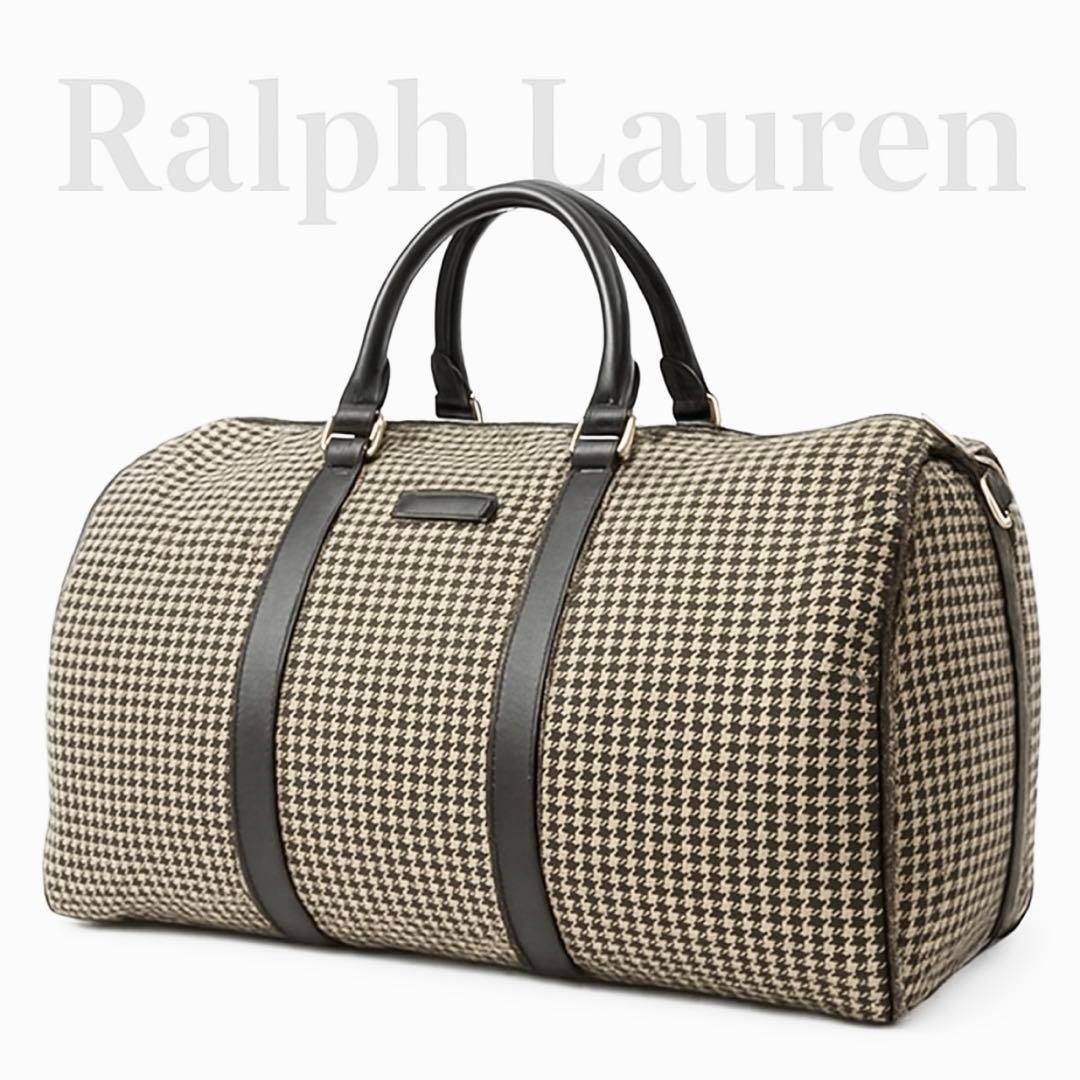 【美品】ポロラルフローレン ボストンバッグ 2way 千鳥柄 レザー　297