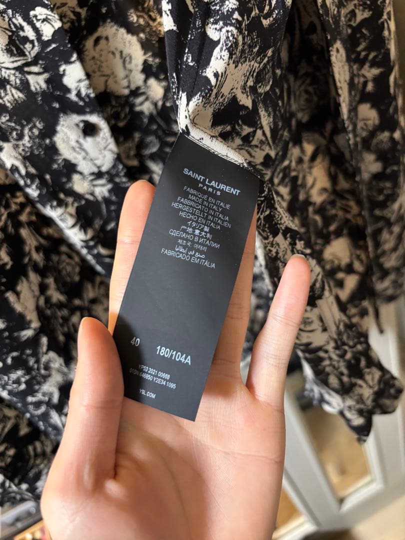 総柄フラワーシルク長袖シャツ20ss