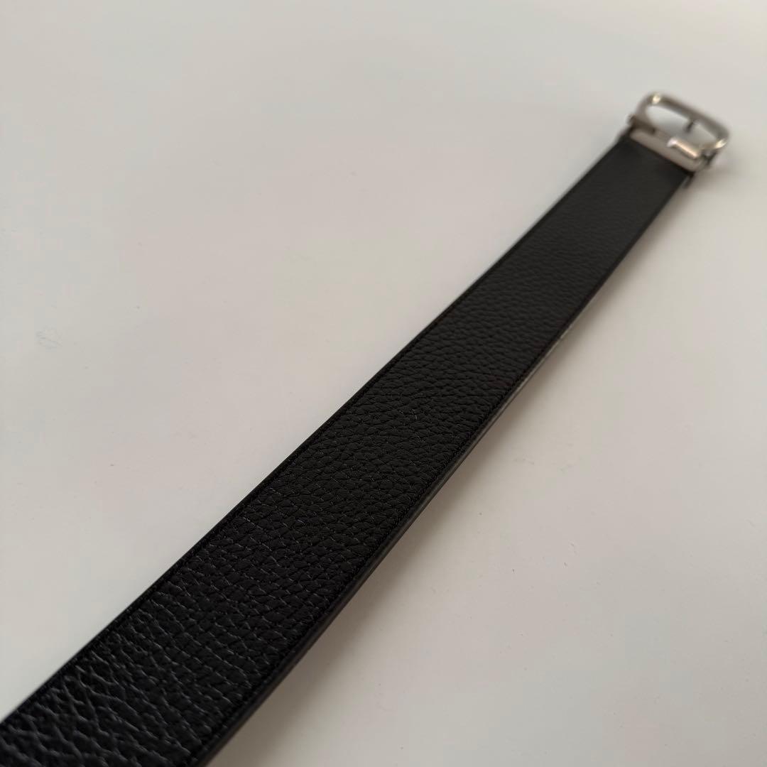 【極美品】コーチ シグネチャー リバーシブル ベルト メンズ　シボ革 黒　グレー