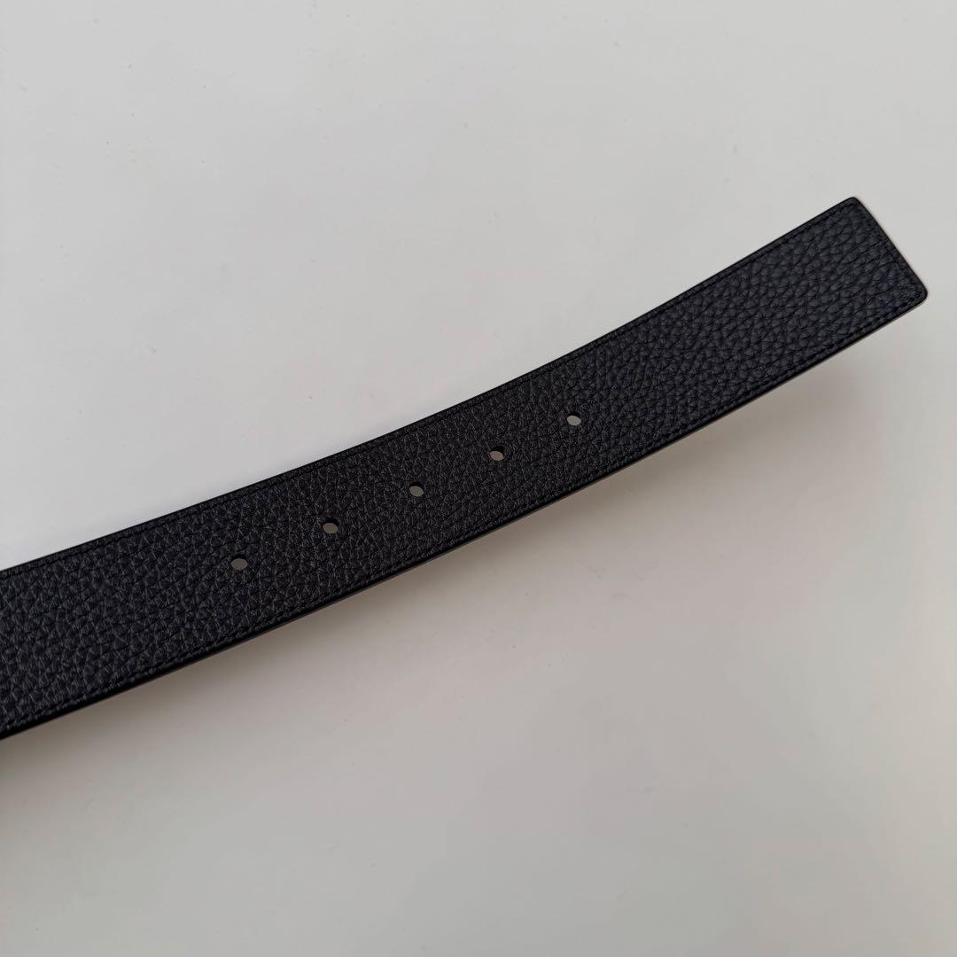 【極美品】コーチ シグネチャー リバーシブル ベルト メンズ　シボ革 黒　グレー