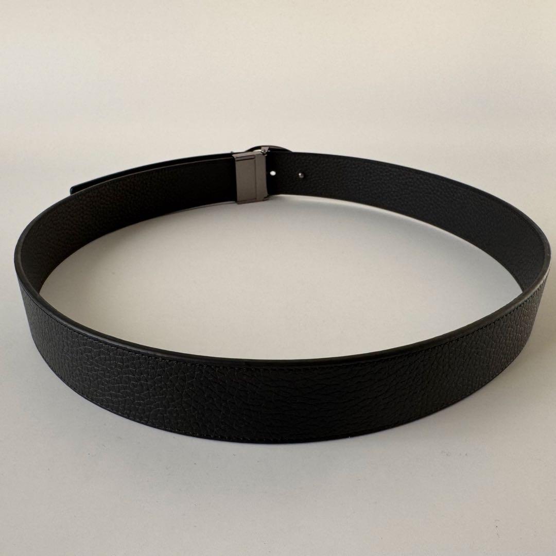 【極美品】コーチ シグネチャー リバーシブル ベルト メンズ　シボ革 黒　グレー