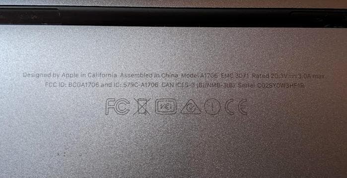 MacBook Pro 13インチ A1706（モニター故障）