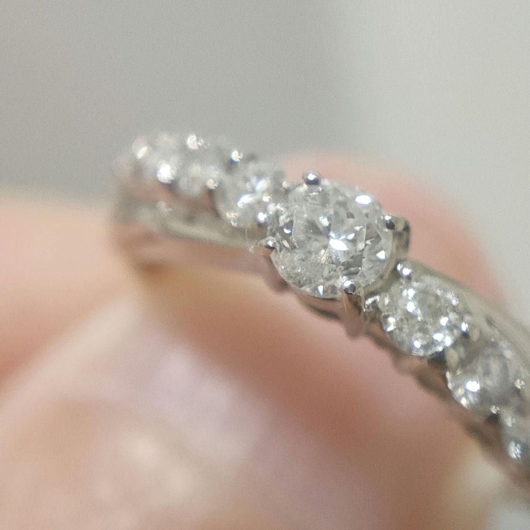 pt900 0.50ct エタニティリング ダイヤモンド ハーフエタニティ 8号