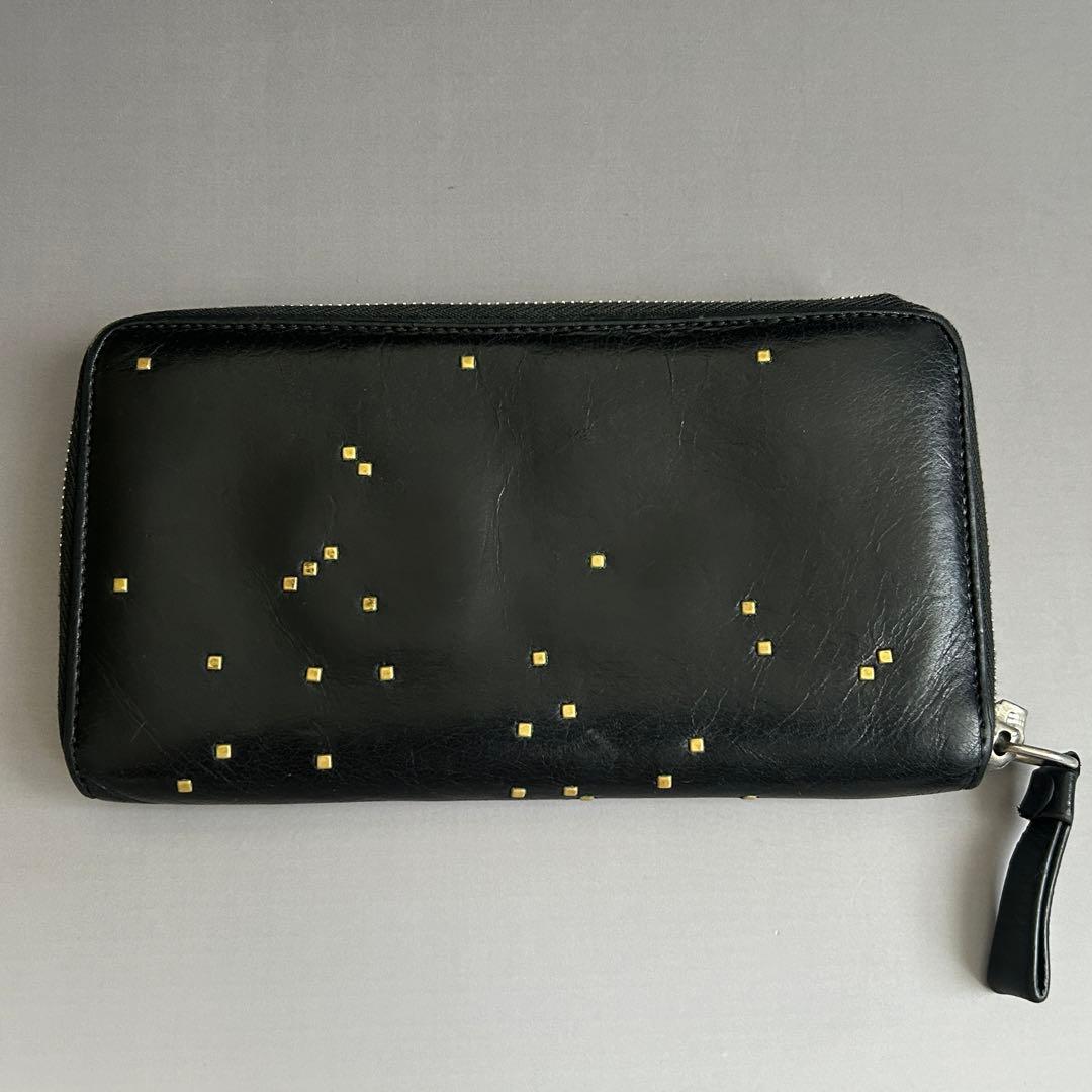 アレキサンダーマックイーン スタッズスカル 長財布 ラウンド ウォレット ドクロ