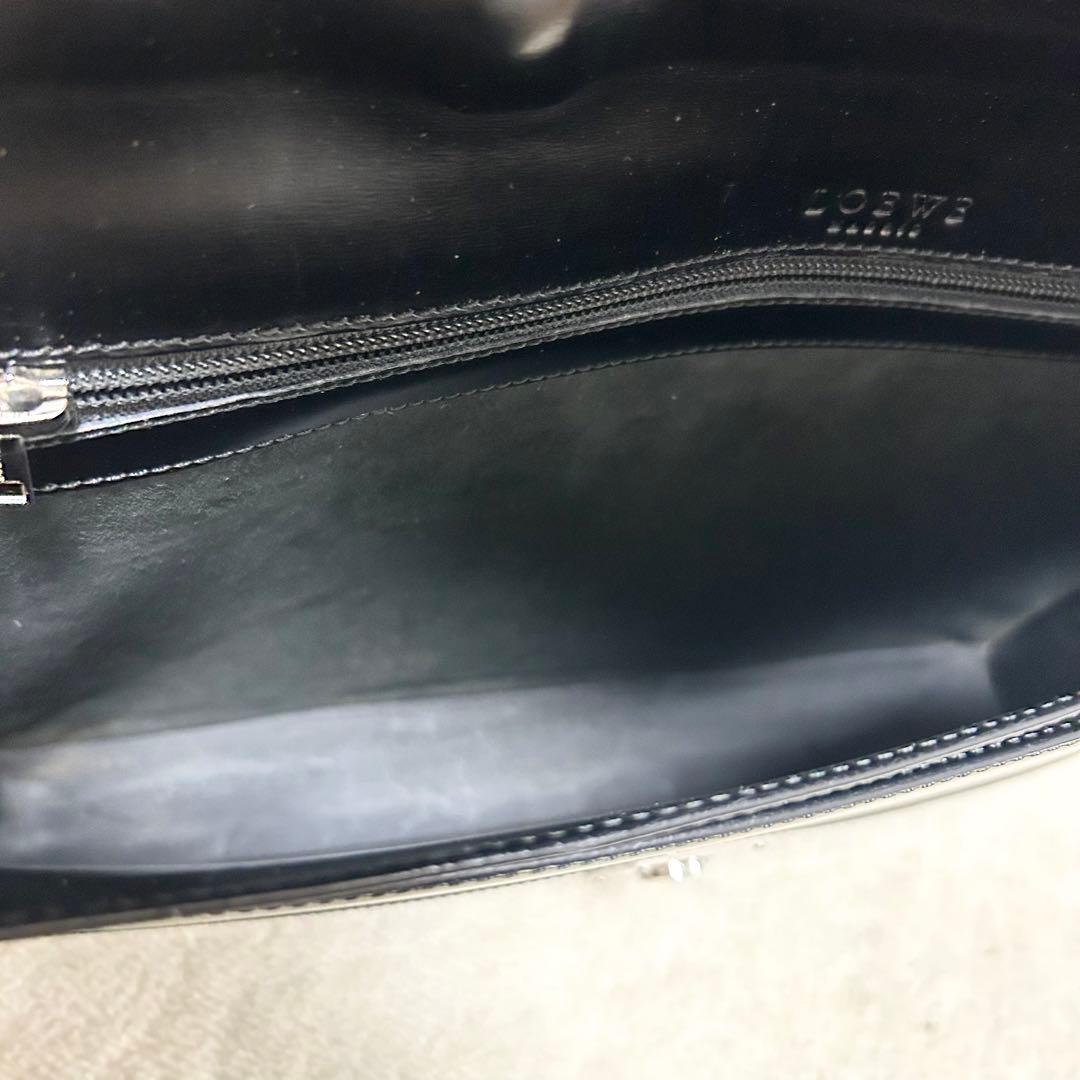 希少　ロエベ ディプロマティコ ビジネスバッグ アナグラム 型押し レザー 黒