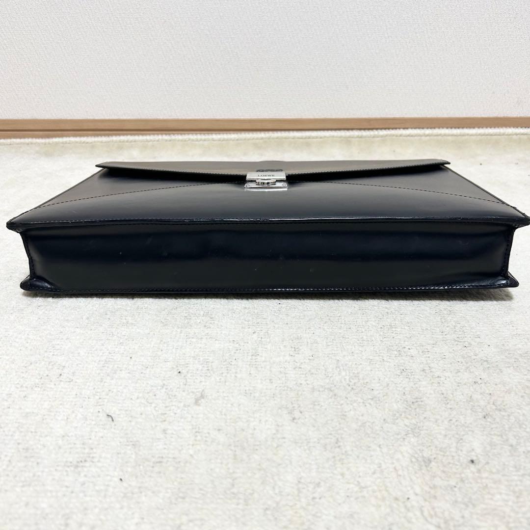 希少　ロエベ ディプロマティコ ビジネスバッグ アナグラム 型押し レザー 黒