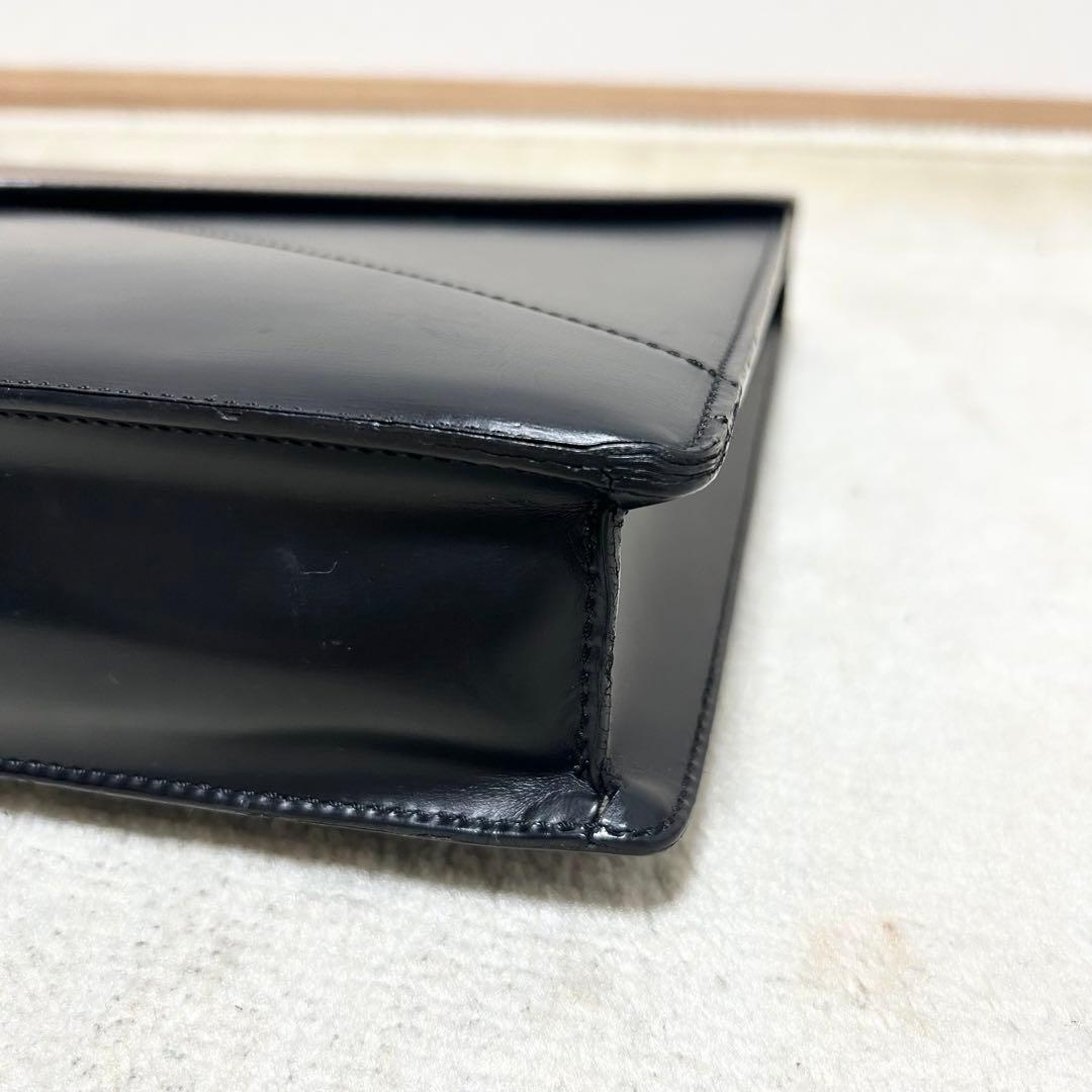 希少　ロエベ ディプロマティコ ビジネスバッグ アナグラム 型押し レザー 黒