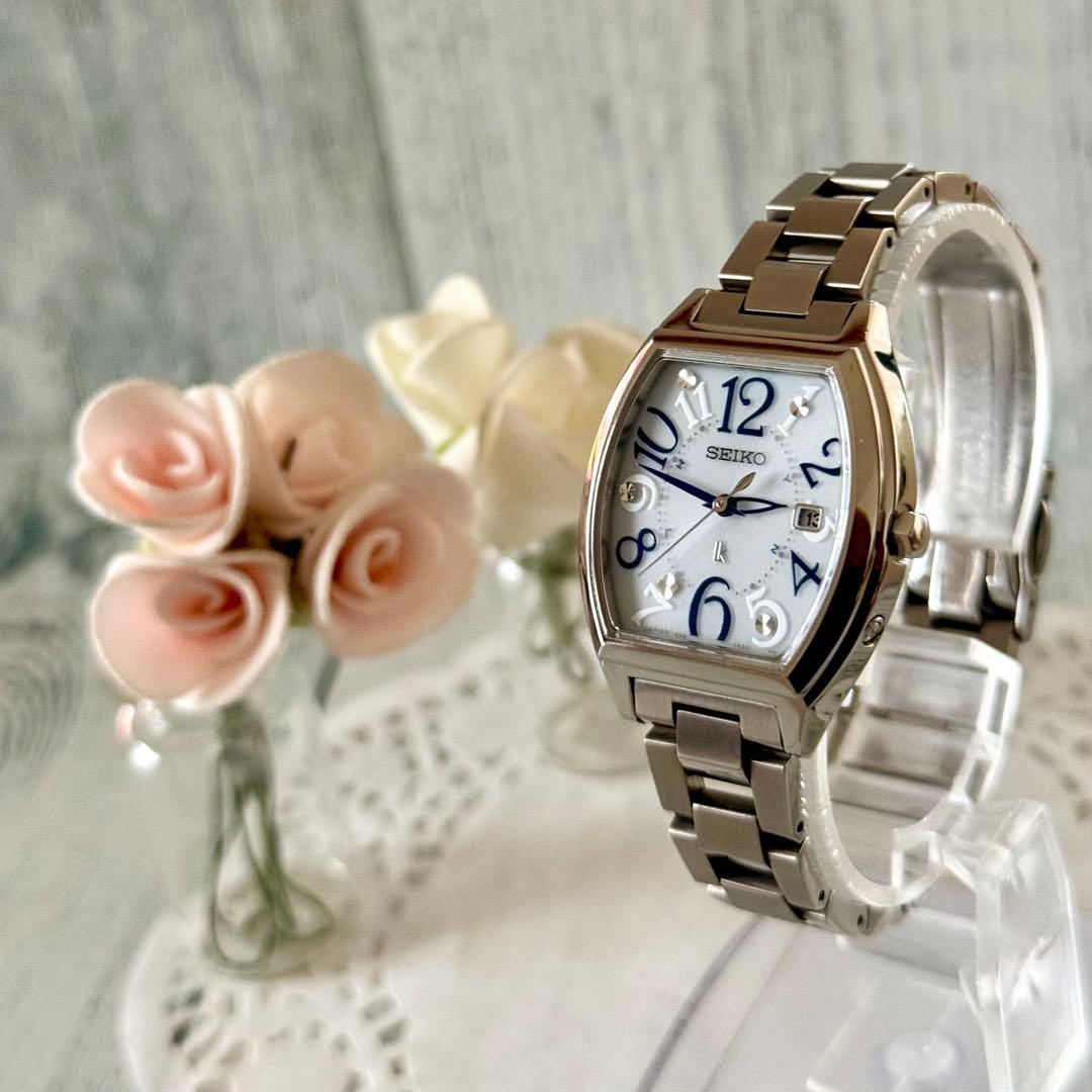 【希少】SEIKO ルキア 1B22-0BC0 電波ソーラー トノー型 青調