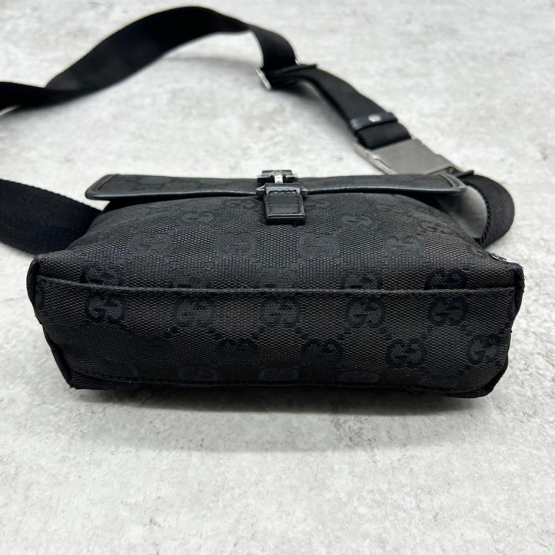 美品✨グッチ ウエストポーチ GG柄 ジャッキー キャンバス 黒