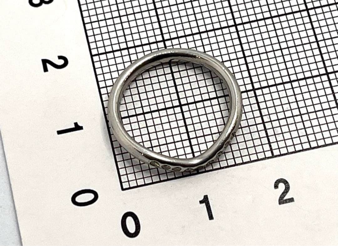 c664 ティファニー　カーブド　バンド　ダイヤ　9P プラチナ　リング　約5号