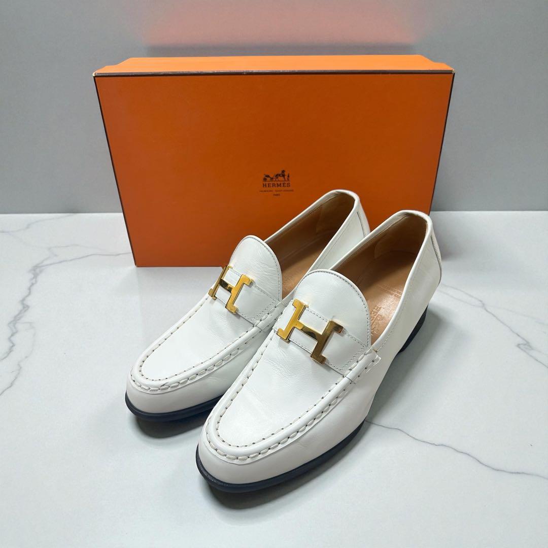 エルメス モカシンパリ ローファー ヒール 37 24cm