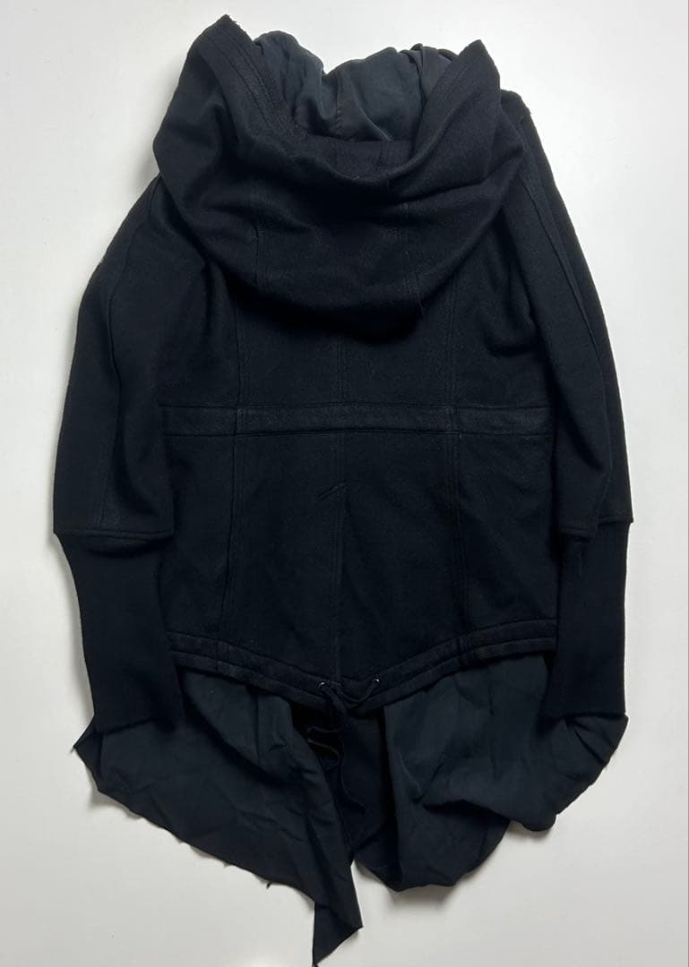 【美品】ロエン/異素材ドッキング変形ロングコート/ドレープ/スワロフスキースカル