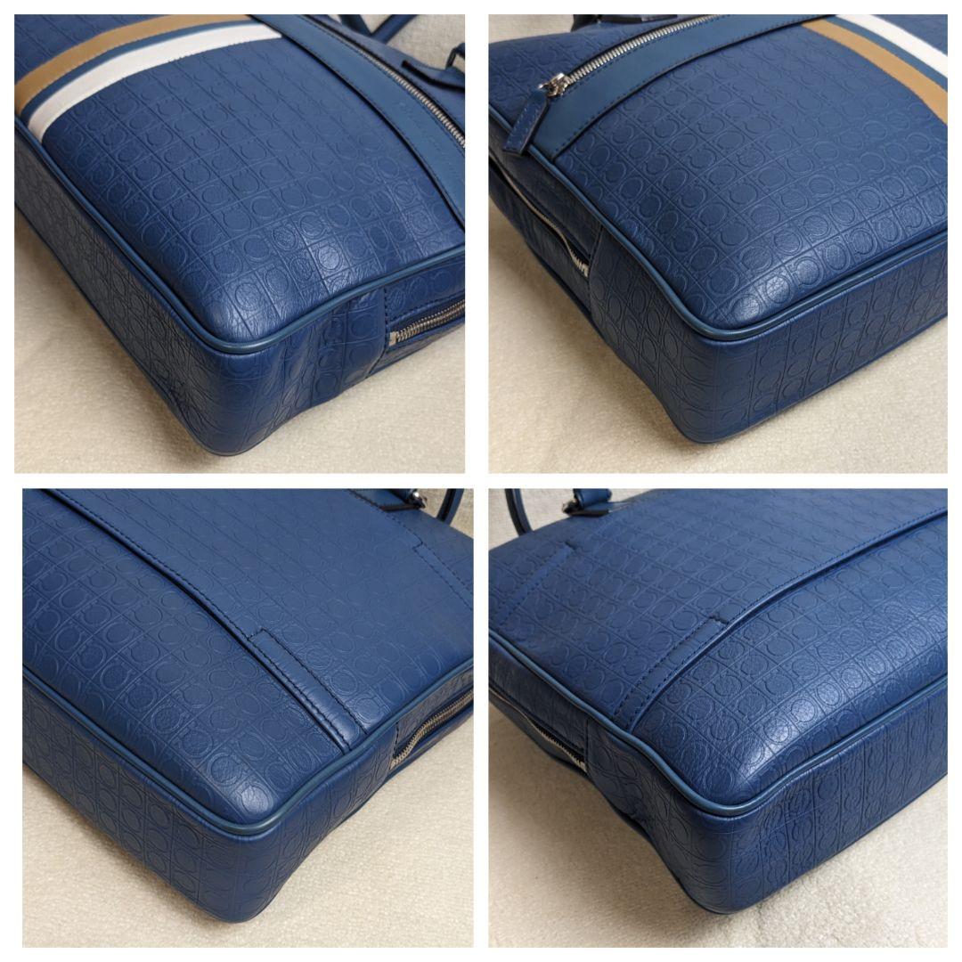 Ferragamo フェラガモ ガンチーニ ビジネスバッグ レザー 青