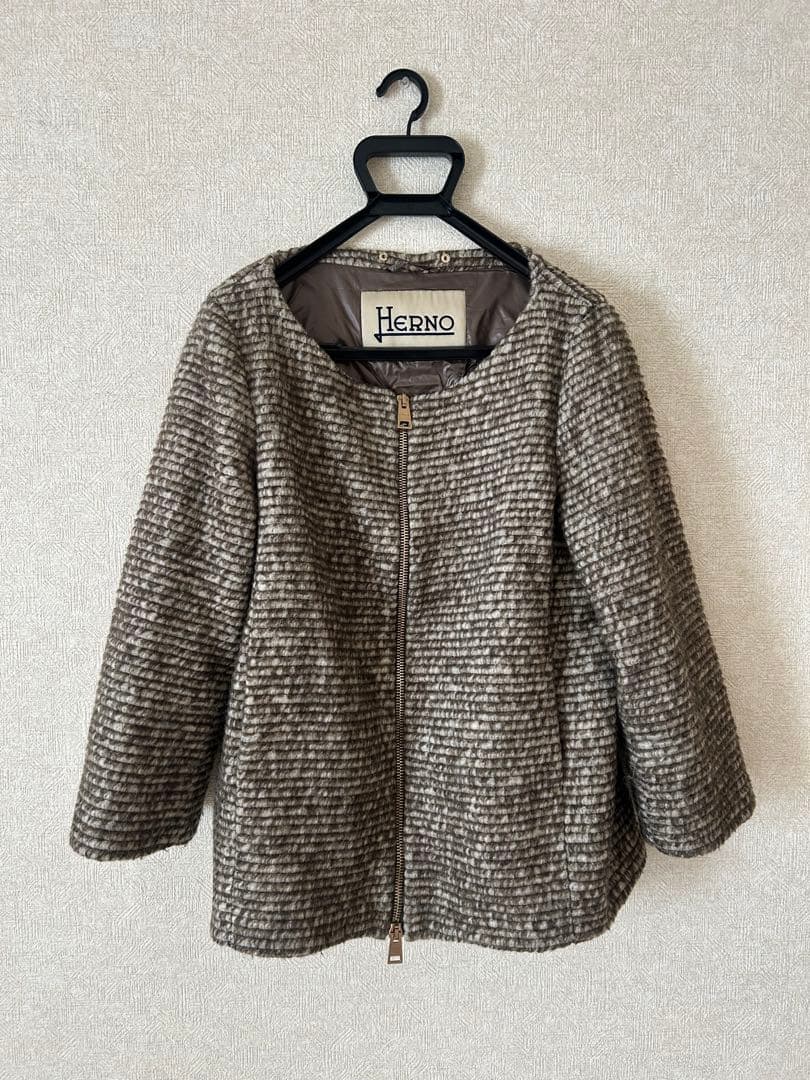 【zhangyuqing3919】HERNO　ツイードジャケットコート