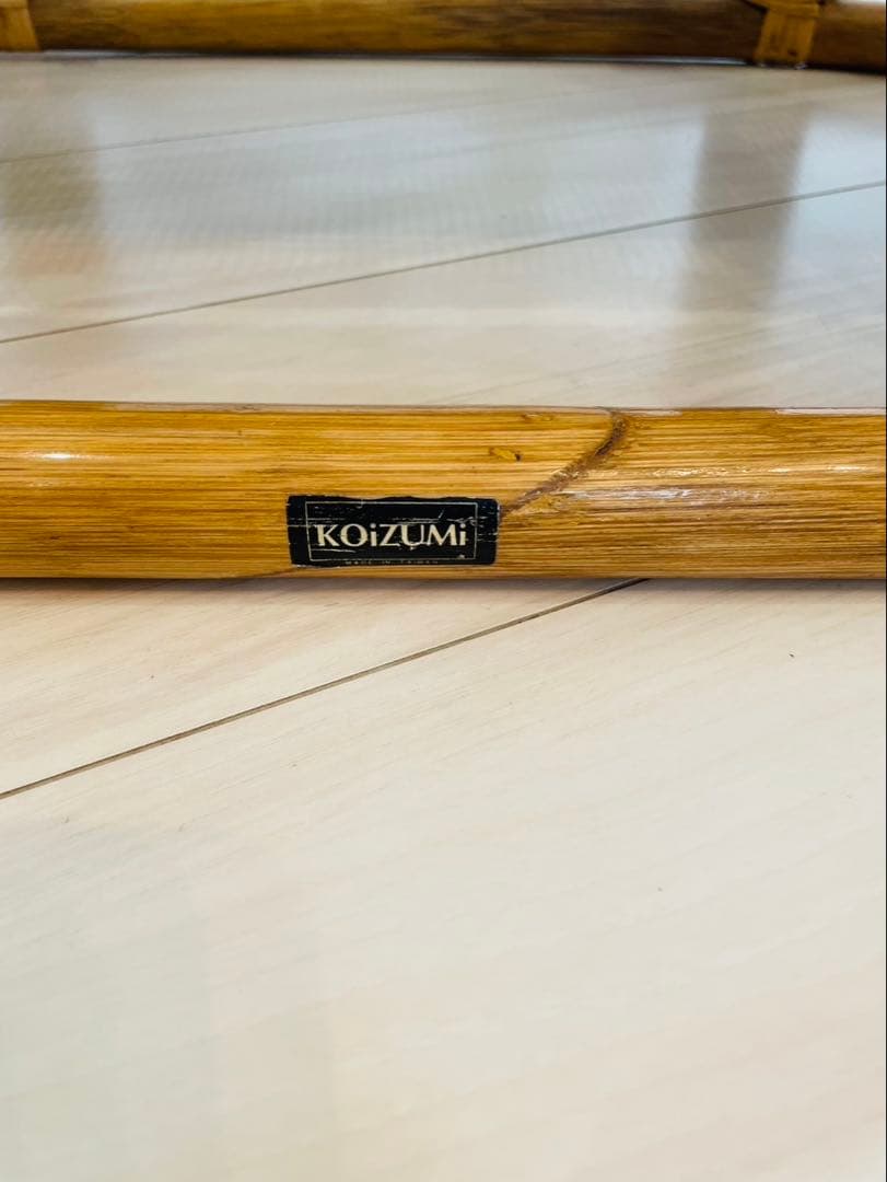 コイズミ　ラタン　ガラステーブル　アンティーク