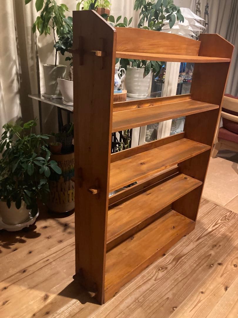 昭和レトロ　木製本棚　くさび式　棚5段　②