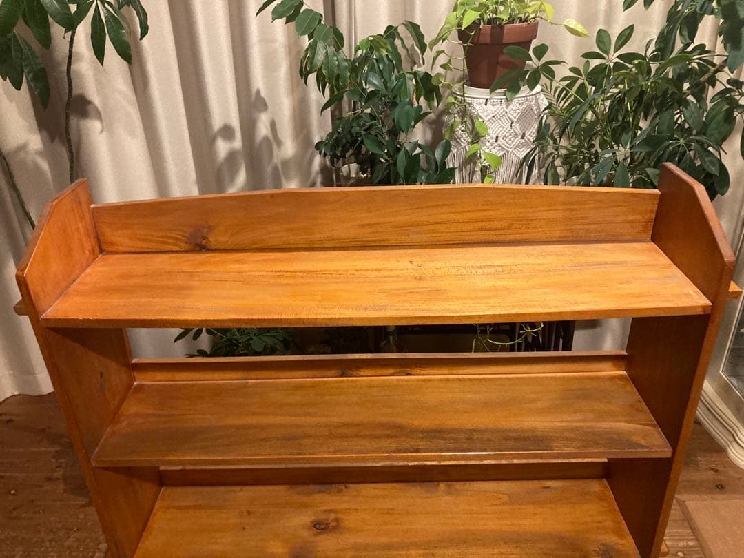 昭和レトロ　木製本棚　くさび式　棚5段　②