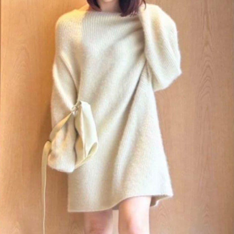 【新品未使用】FRAY I.D ラクーンニット　ミニワンピース　アイボリー